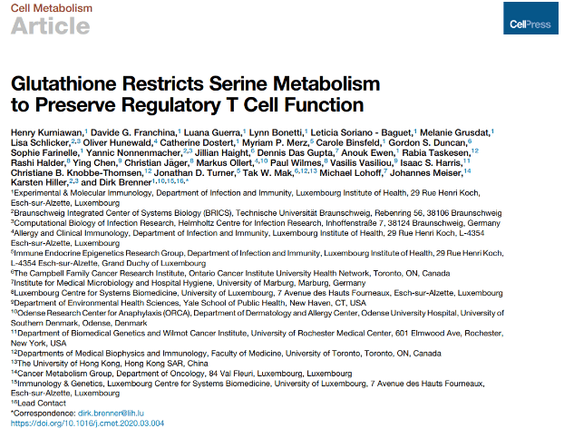 Cell Metabolism:对抗自身免疫病和癌症,谷胱甘肽能够……